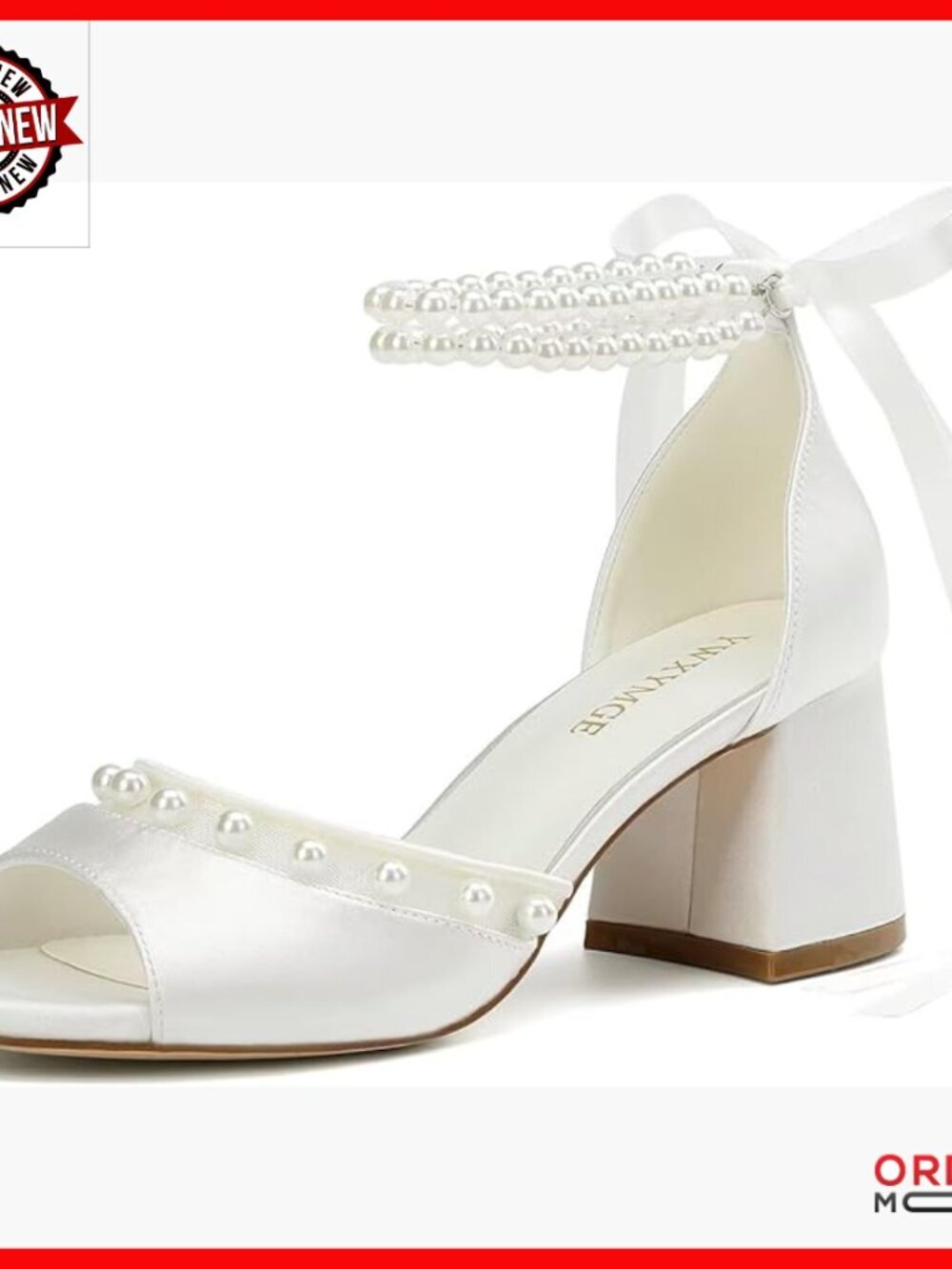 Pearl Heel Sandals Wedding Shoes Block Heel Bridal Size 6-11